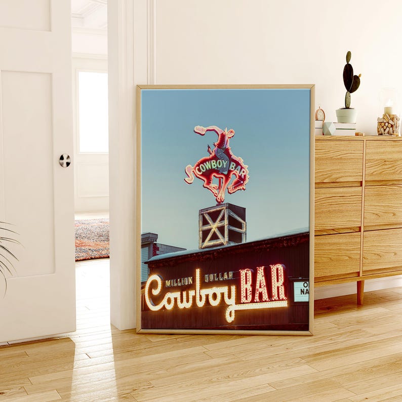 Vintage Million Dollar Cowboy Bar Print: Jackson Hole Wyoming Västra väggkonst, present till honom bild 11