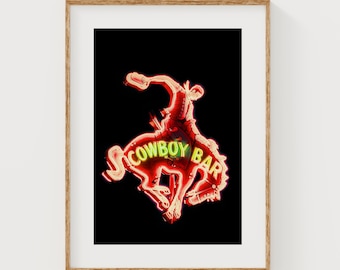 Million Dollar Cowboy Bar Neon Sign Print: Wyoming Western Wall Art