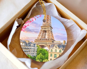 Paris Eiffel Tower Spring Ornament | Romantic Keepsake Gift, Travel Souvenir
