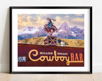 Bartryck med en miljon dollar cowboy: Westernkonst i Grand Teton, Wyoming (konstfotografi)