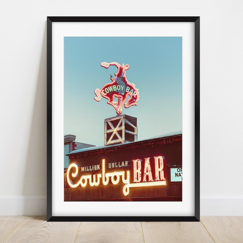 Vintage Cowboy Bar Print,Million Dollar Cowboy Bar,Vintage Art, Cowboy Print, Wyoming,Jackson Hole, Wall Art, Western, Authentic Photo,color