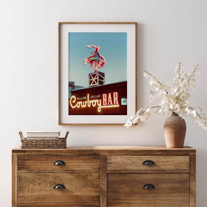Vintage Million Dollar Cowboy Bar Print: Jackson Hole Wyoming Västra väggkonst, present till honom bild 12