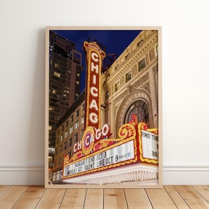 Chicago Wall Art, stampa vintage, sala teatro, decorazione per la casa con accenti cittadini, cornice classica, regalo di fotografia urbana, decorazione per gli amanti del teatro