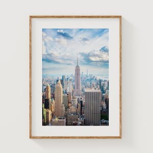 Arte mural con el horizonte de la ciudad de Nueva York, impresión del atardecer en Manhattan, fotografía de la hora dorada de Nueva York, póster del Empire State, decoración de la ciudad, regalo de viaje a Nueva York
