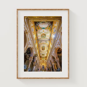 Italy Wall Art, Matera Cathedral Print: Ornate Ceiling, Italy Architecture, Architecture Decor