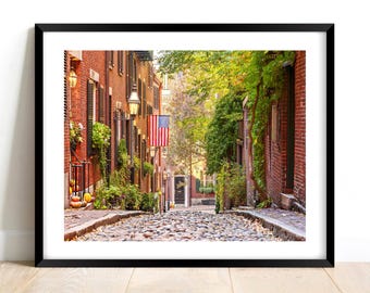 Beacon Hill Autumn Print, Boston Colonial Street Fine Art Photography