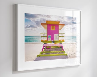 Miami Beach Lifeguard Tower Print: Retro Coastal Wall Art