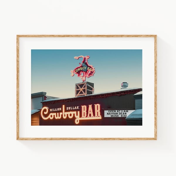 Vintage Million Dollar Cowboy Bar Print: Jackson Hole Wyoming Western Wall Art, Gift for Him, Farmhouse Wall Decor