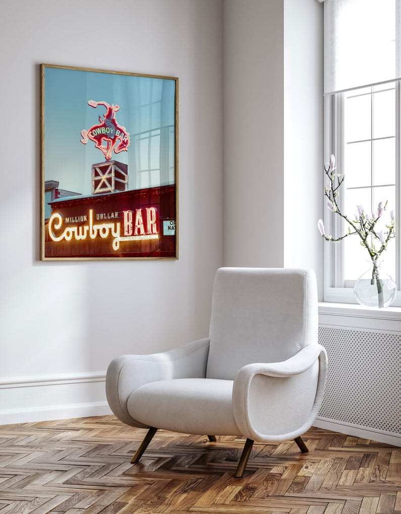 Vintage Cowboy Bar Print,Million Dollar Cowboy Bar,Vintage Art, Cowboy Print, Wyoming,Jackson Hole, Wall Art, Western, Authentic Photo,color