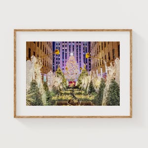 Rockefeller Christmas Tree with Angels,NYC Holiday Wall Art Print, NYC Wall Art,Rockefeller Christmas Tree,Rockefeller center, Christmas art