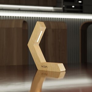 Handcrafted Oak Geometric LED Lamp for Modern Interiors