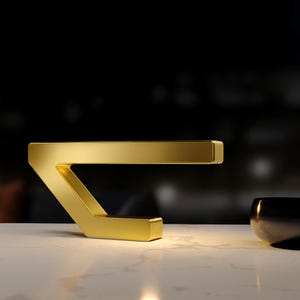 Gold Finish Handcrafted Oak Geometric Wooden Lamp