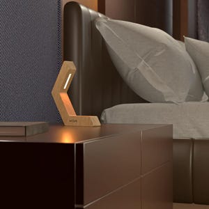 Oak Table Lamp, Handcrafted Oak LED Lamp, Night Light Lamp, Natural Wood Light, Touch and App-Controlled Ambient Lighting Lamp