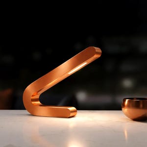 Handcrafted Copper Finish Oak Angled Wooden Lamp