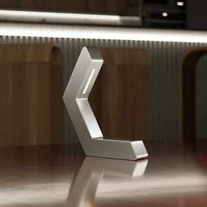 Silver Finish Handcrafted Oak Geometric LED Lamp