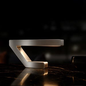 Silver Finish Handcrafted Oak Wooden Geometric Lamp