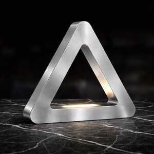 Silver Finish Handcrafted Oak Тriangular LED Lamp