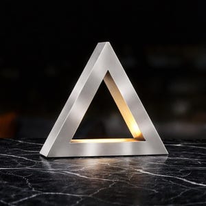 Silver Finish Handcrafted Oak Triangular Lamp