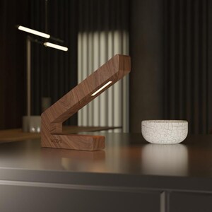 Angular Handcrafted Walnut Design Lamp