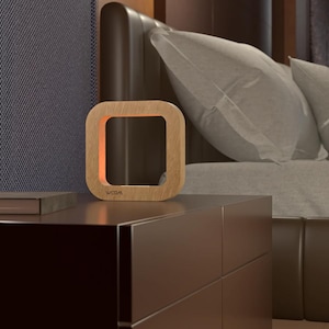 Bedside Touch Lamp, Oak Wood Led Lamp, 016 Handcrafted Desk Standing Lamp, Decorative Charging Table Lamp, Bedroom Gift