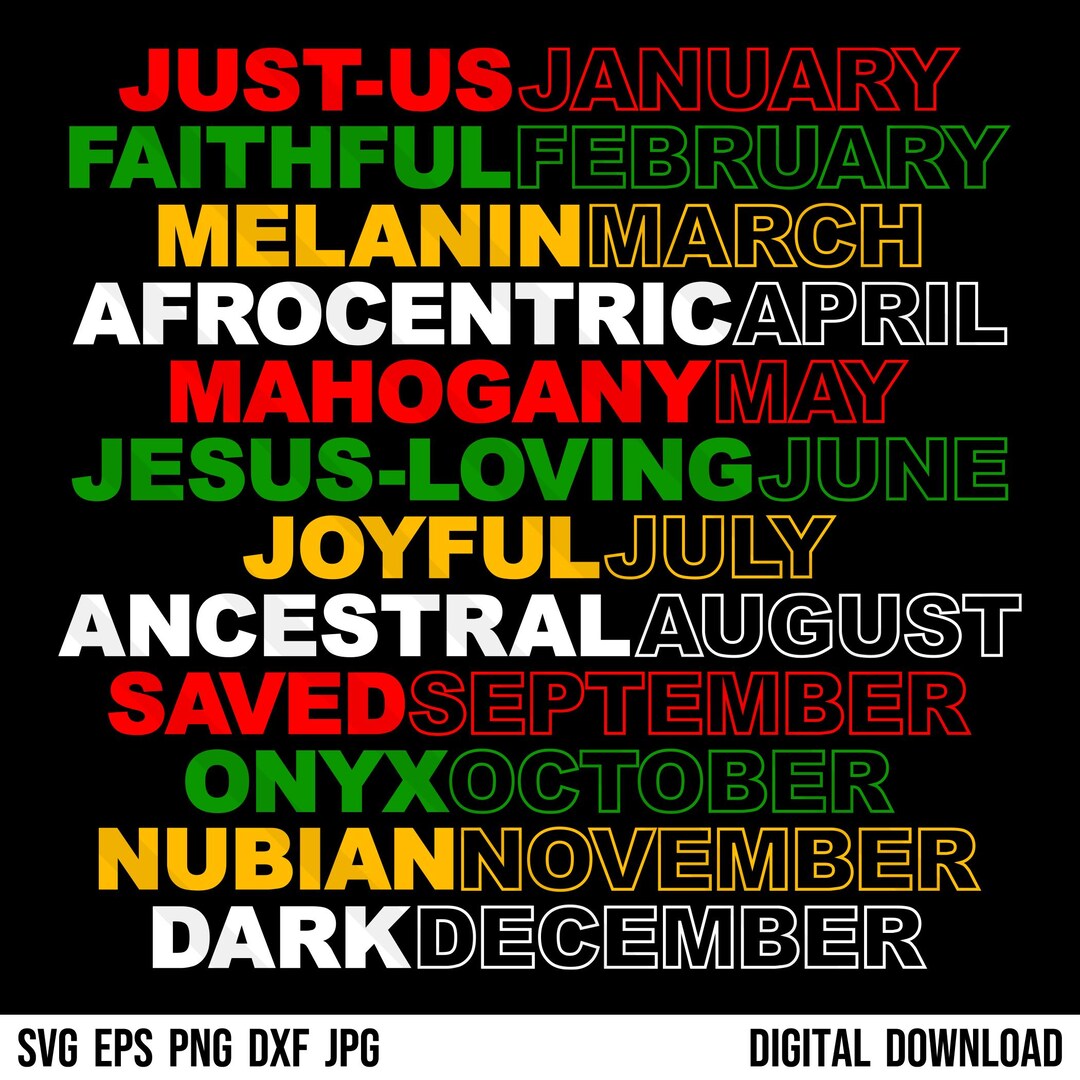 Black History Month Calendar SVG PNG EPS Dxf Jpg Queen King