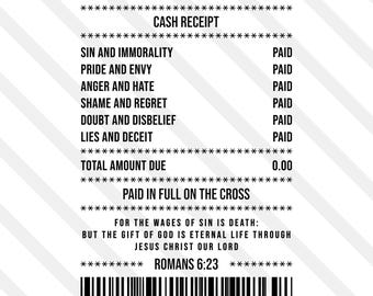 Jesus Paid It All SVG PNG EPS Dxf Jpg Christian Receipt Sublimation Worship God Faith Over Fear Blessed Religious Psalm Cricut Silhouette