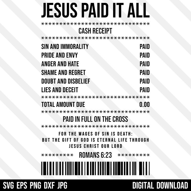 Jesus Paid Receipt Svg - Etsy