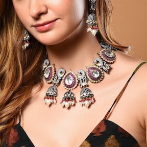 Polki Necklace PREMIUM Kundan Victorian Polki Diamond Sabyasachi Inspired FINEST QUALITY Kundan Indian Moissanite Polki Wedding Necklace Set