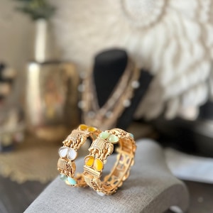 Jadau kundan bangle/Kada set - multicolor bangles/ wedding accessories/ Beautiful bracelets