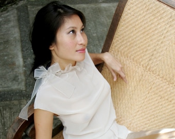 Sheer Austere Blouse w/Organza Collar