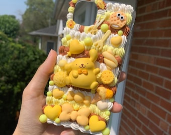 Kawaii Pudding Puppy Decoden Phone Case | Custom Cream Cover