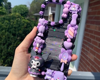 Kawaii Kuromi Decoden Phone Case | Purple Cartoon Cover