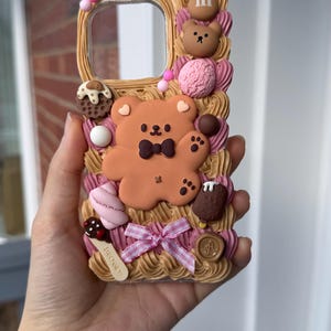 Funda para teléfono Kawaii Bear / Funda hecha a mano con diseño de galleta y crema para iPhone y Samsung imagen 7