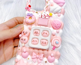 Kawaii 3D Pink Kir bby Phone Case – Cute Pink and White Cartoon Character Cover – Soft Silicone Protective Case for iPhone & Samsung