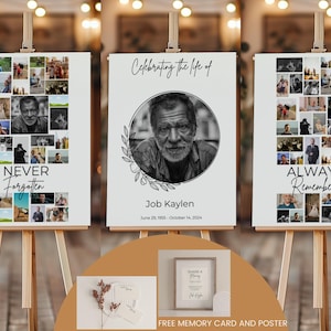 Set of 3 Funeral photo collage templates, Editable Welcome Memorial Poster, Instant Download, in loving memory, celebration of life