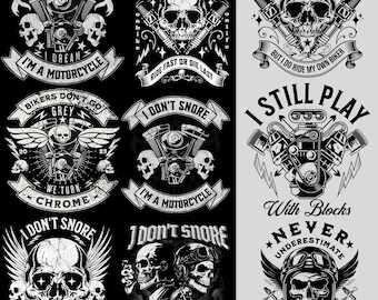 Paquete PNG de motocicletas: diseños de camisetas con frases divertidas de motociclistas y archivos de sublimación para motociclistas