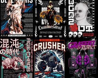 Diverse Streetwear Design Pack - Bold & Creative PNG Collection!,Flower Streetwear , Urban T-Shirt Designs