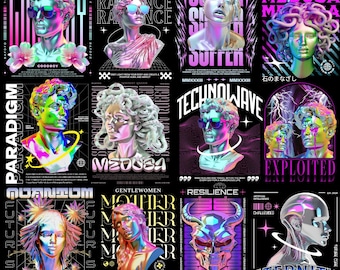 Y2K Chrome Streetwear PNG Bundle – Urban Graphic Pack – Trendy Y2K Shirt Designs