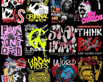 Street Culture Graffiti Design Bundle - Gamer Clipart, Transparent T-Shirt Art, Streetwear Graphics png,+200