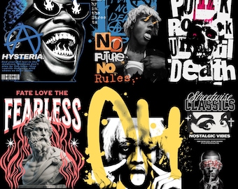 Streetwear PNG Bundle – Urban T-Shirt Graphics, High Resolution Designs (Digital Download)