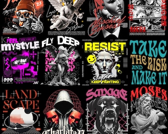 Streetwear PNG Bundle – Urban Graphic T-Shirt Designs (Sublimation Pack)