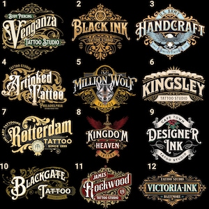 Elegant Victorian-Inspired Tattoo Studio Logo with a Classic Artistic Touch