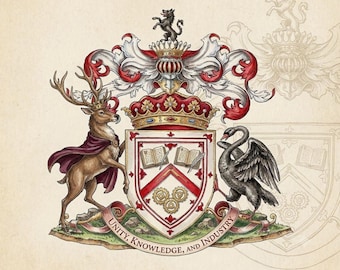 Custom Family Crest | Personalized Heraldic Coat of Arms | Royal Medieval Family Shield | Noble House Crest | Custom Heraldry.