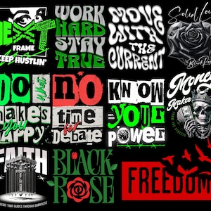 50 Inspirational PNG Designs - Trendy Typography Graphics Bundle,Motivational Graphic Design Pack