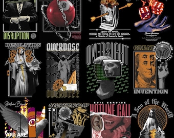 Modern Streetwear Graphic Bundle: Abstract T-Shirt Design Collection (PNG Format)