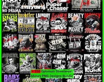 Streetwear Money PNG Designs, 250 Dollar, Trendy Digital Art Files for Clothing, Graphic Design Bundle, Includes 250 High-Quality PNG Files
