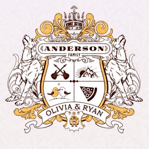 Personalized family crests - coat of arms, Wedding, New Home, Anniversary, Family Gift.