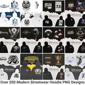 200+ Hoodie PNG Designs, Modern Streetwear PNG Set, Streetwear Front and Back Apparel Designs, Urban T-shirt Designs Bundle, Trending
