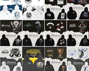 Streetwear Hoodie PNG Bundle – Urban Apparel Front Back Designs (Instant Download)