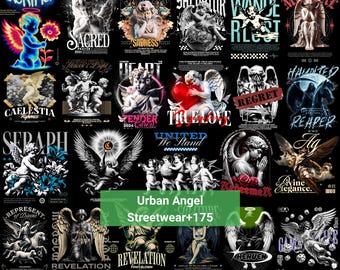 175+ Angel Streetwear PNG-paket – Urban Halo T-shirtdesigner – Trendigt grafikpaket